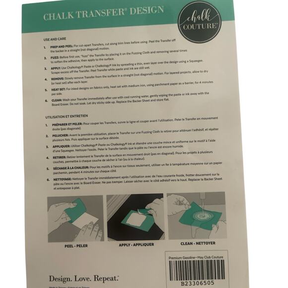 NWT Premium Gasoline Chalk Couture 8.5 x 11  Reusable Transfer - Picture 2 of 3